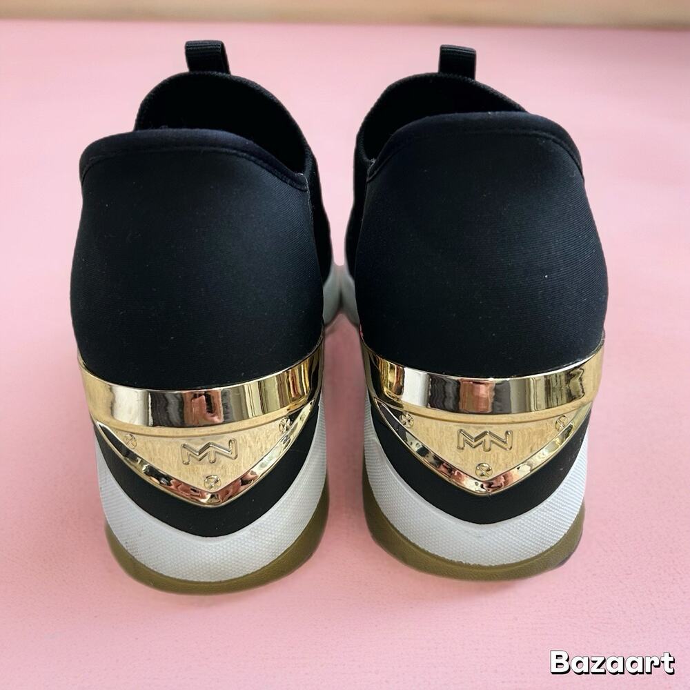 Mark Nason Skechers Slip‑Ins Women’s 9.5 M Black Gold Wedge Sneakers Preowned - Picture 5 of 7
